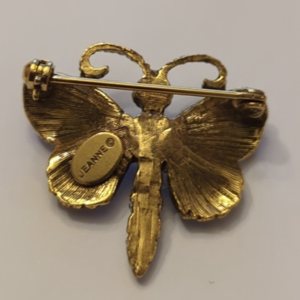Gold and Silver Butterfly Brooch with Crystal Details - Picture 4 of 7